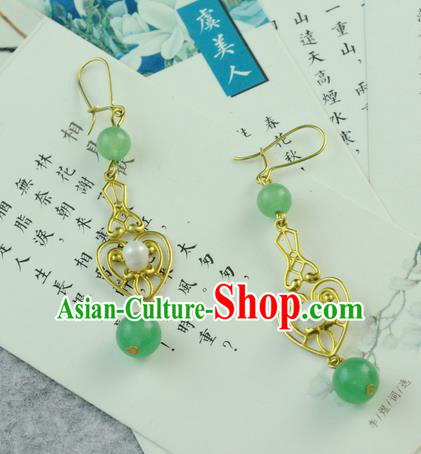 Chinese Traditional Ear Jewelry Accessories Ancient Hanfu Aventurine Earrings for Women