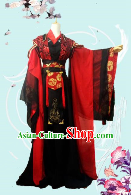 Chinese Traditional Cosplay Swordsman Costumes Ancient Royal Highness Embroidered Clothing for Men
