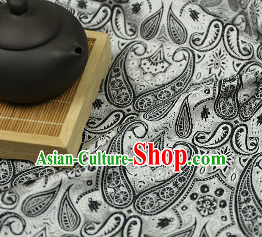 Asian Chinese Traditional Fabric Material Black Brocade Classical Pattern Design Satin Drapery