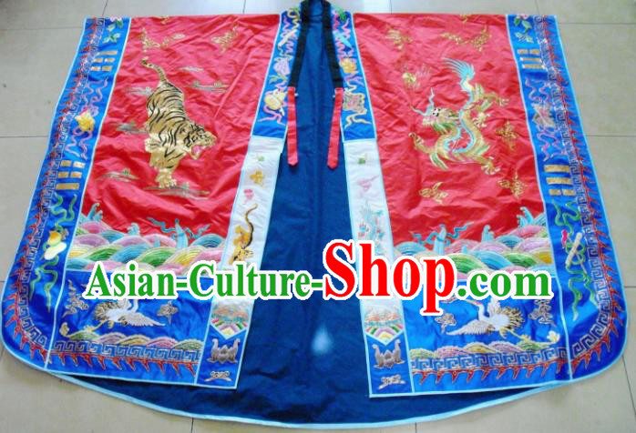 Chinese Traditional Priest Frock Red Cassocks Costume Ancient Embroidered Red Robe for Men