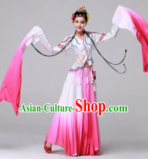 Traditional Chinese Yangko Dance Classical Dance Fan Dance Pink Costume for Women