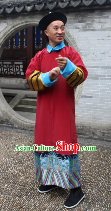 Chinese Traditional Ancient Qing Dynasty Court Eunuch Embroidered Costume for Men