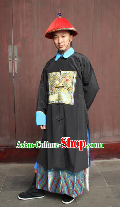 Chinese Traditional Ancient Qing Dynasty Court Minister Embroidered Costume for Men