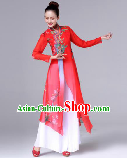 Traditional Chinese Classical Dance Red Dress Stage Performance Folk Dance Costume for Women