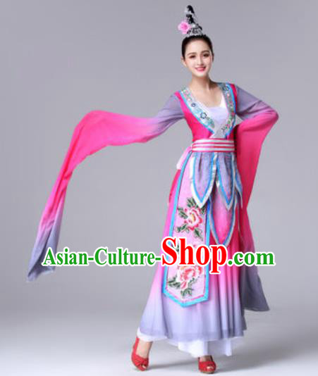 Traditional Chinese Classical Dance Rosy Dress Ancient Peri Dance Costume for Women