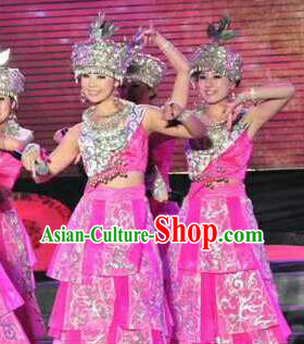 Chinese Traditional Zhuang Nationality Costumes Buyei Folk Dance Ethnic Dress for Women