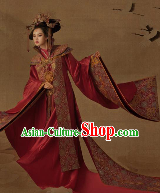 Chinese Ancient Tang Dynasty Palace Wedding Hanfu Dress Traditional Drama Empress Embroidered Costumes for Women