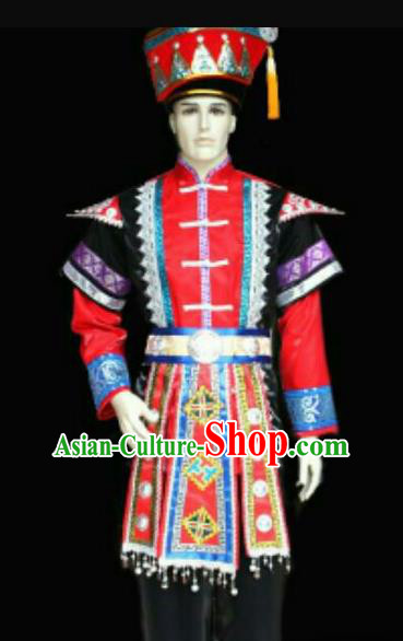 Chinese Traditional Miao Nationality Costumes Hmong Ethnic Clothing and Hat for Men