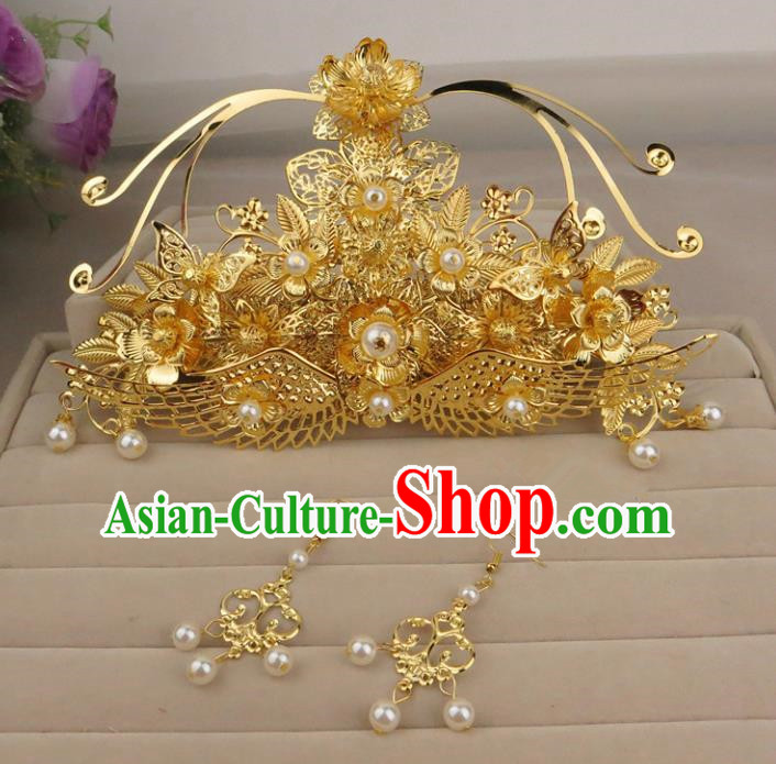 Chinese Traditional Xiuhe Suit Hair Accessories Phoenix Coronet Ancient Wedding Hairpins for Women