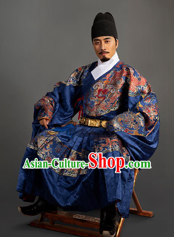 Chinese Traditional Ming Dynasty Emperor Clothing Ancient Padishah Embroidered Costumes for Men
