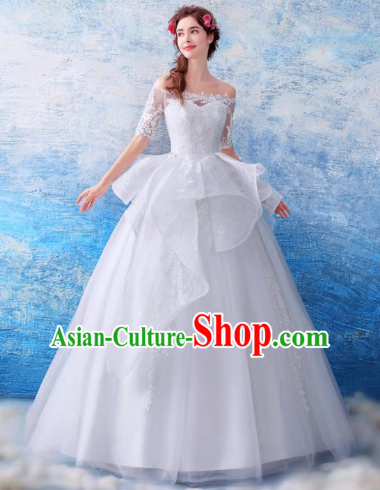 Top Grade Handmade Wedding Costumes Bride Veil Dress Princess Wedding Gown for Women