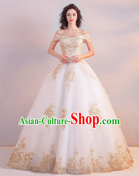 Handmade Top Grade Princess Embroidered Wedding Dress Fancy Wedding Gown for Women
