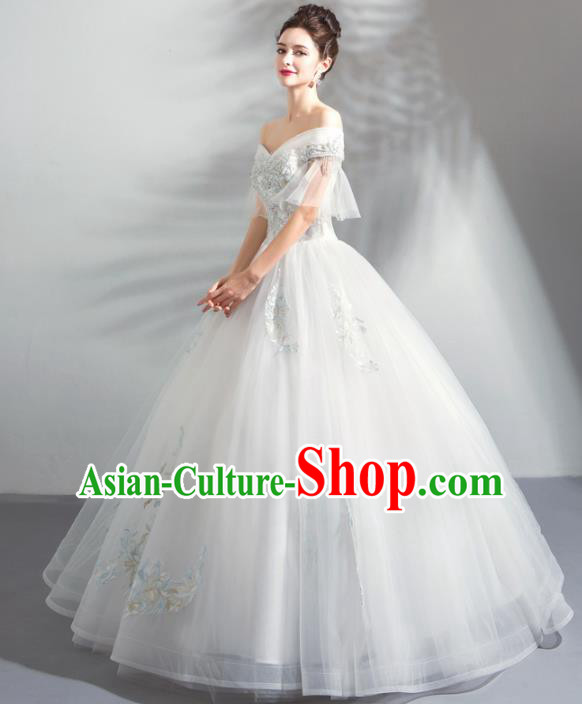 Top Grade Compere Costume Handmade Catwalks Bride Lilac Formal Dress for Women