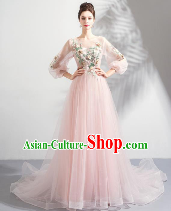 Top Grade Compere Costume Handmade Catwalks Bride Lilac Formal Dress for Women
