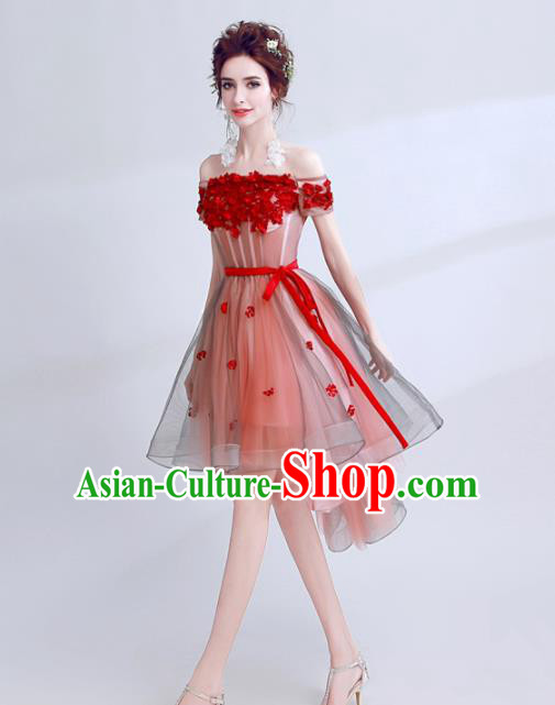 Top Grade Compere Short Formal Dress Handmade Catwalks Angel Full Dress for Women