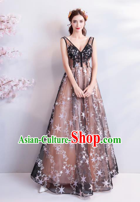 Top Grade Evening Dress Compere Costume Handmade Catwalks Angel Full Dress for Women
