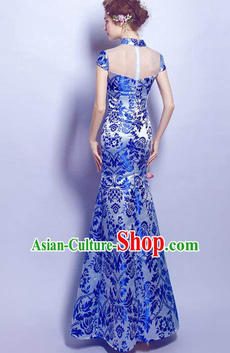 Top Grade Purple Veil Evening Dress Compere Costume Handmade Catwalks Angel Full Dress for Women