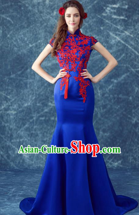 Top Grade Purple Veil Evening Dress Compere Costume Handmade Catwalks Angel Full Dress for Women