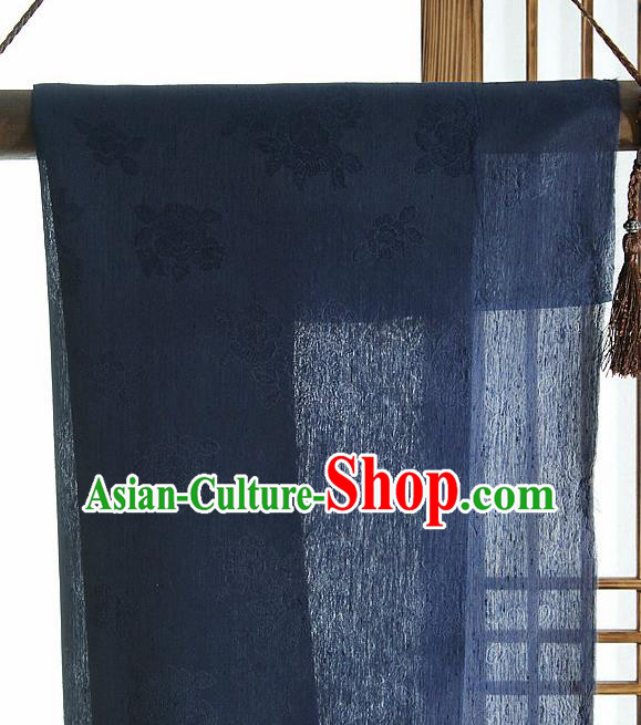 Asian Korean Traditional Navy Blue Tough Silk Fabric Hanbok Silk Material