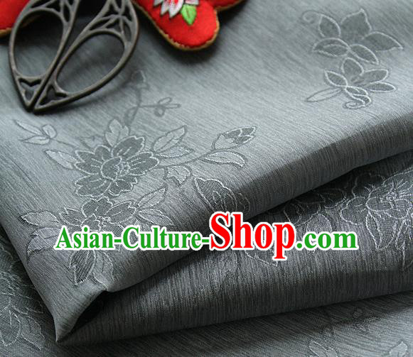 Asian Korean Traditional Grey Tajung Fabric Classical Pattern Thin Tough Silk Fabric Hanbok Silk Material