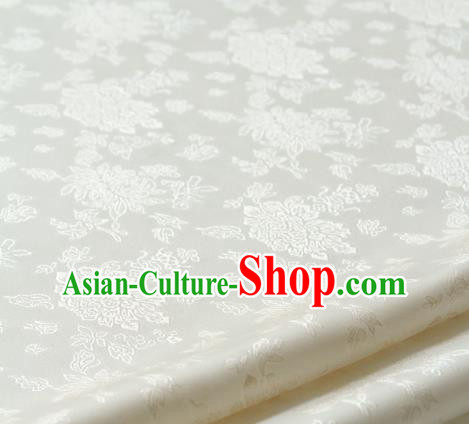 Asian Traditional Palace Drapery Korean Hanbok White Brocade Satin Fabric