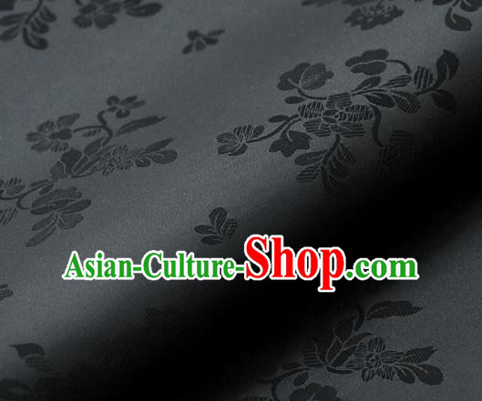 Asian Traditional Classical Pattern Black Satin Palace Drapery Korean Hanbok Brocade Fabric