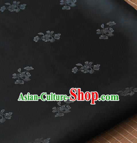 Asian Traditional Classical Pattern Black Satin Drapery Korean Hanbok Palace Brocade Fabric
