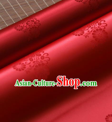 Asian Traditional Classical Wintersweet Pattern Red Silk Drapery Korean Hanbok Palace Brocade Fabric