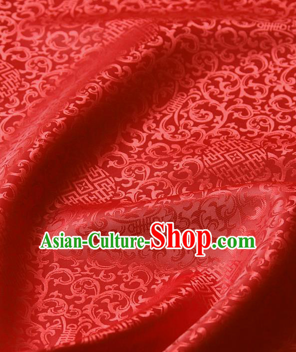 Asian Chinese Traditional Palace Drapery Chinese Royal Pattern Red Brocade Satin Fabric Tang Suit Silk Fabric Material