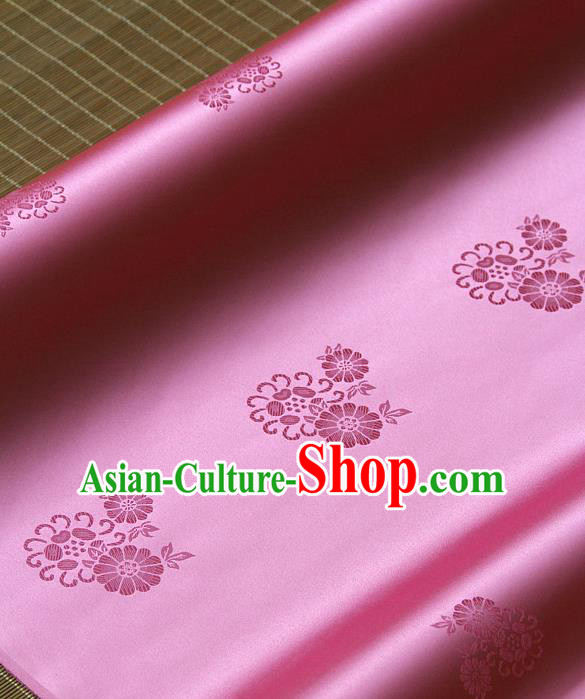 Asian Traditional Pink Satin Classical Pattern Drapery Korean Hanbok Palace Brocade Silk Fabric