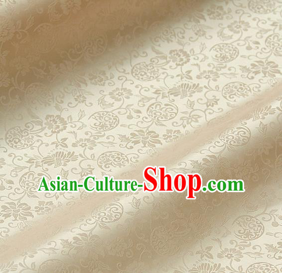 Traditional Asian Golden Satin Classical Pattern Drapery Korean Hanbok Palace Brocade Silk Fabric