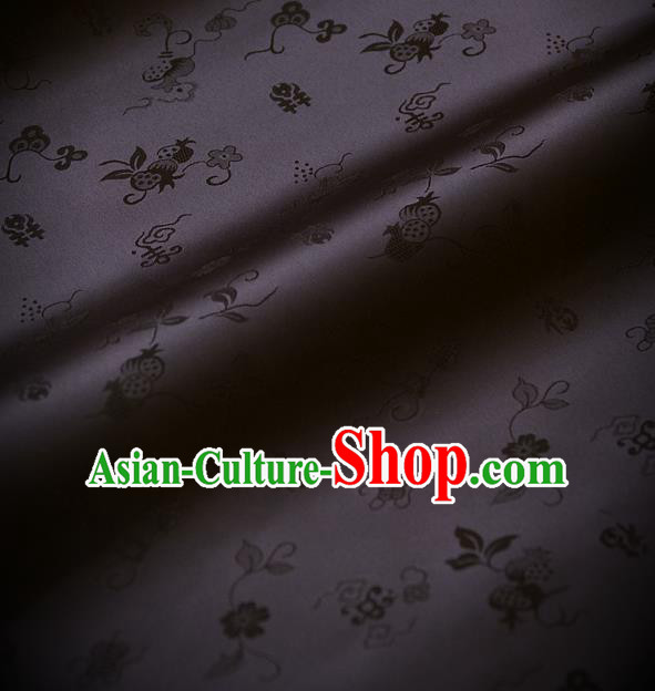 Traditional Asian Black Brocade Classical Cucurbit Pattern Drapery Korean Hanbok Palace Satin Silk Fabric