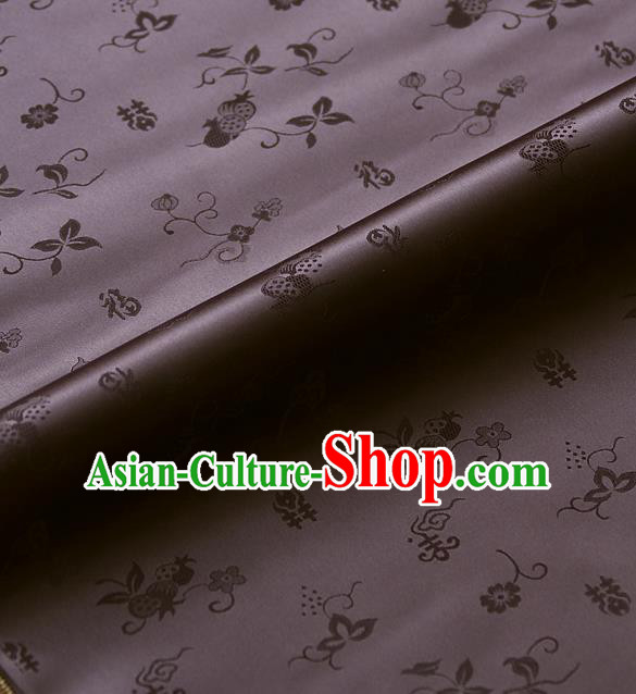 Traditional Asian Brown Brocade Classical Cucurbit Pattern Drapery Korean Hanbok Palace Satin Silk Fabric