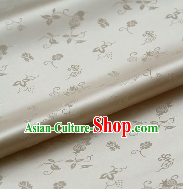 Traditional Asian Light Golden Brocade Classical Cucurbit Pattern Drapery Korean Hanbok Palace Satin Silk Fabric