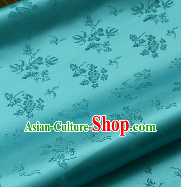 Traditional Asian Classical Grape Pattern Green Brocade Drapery Korean Hanbok Palace Satin Silk Fabric