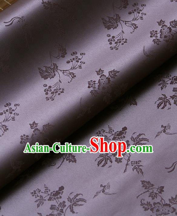 Traditional Asian Classical Grape Pattern Light Purple Brocade Drapery Korean Hanbok Palace Satin Silk Fabric