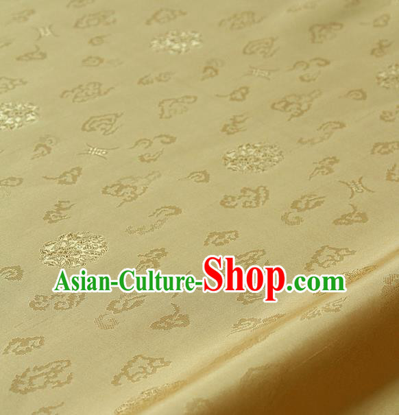 Traditional Asian Golden Brocade Drapery Korean Hanbok Palace Satin Silk Fabric