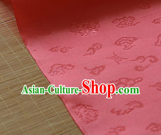 Traditional Asian Peach Pink Brocade Drapery Korean Hanbok Palace Satin Silk Fabric