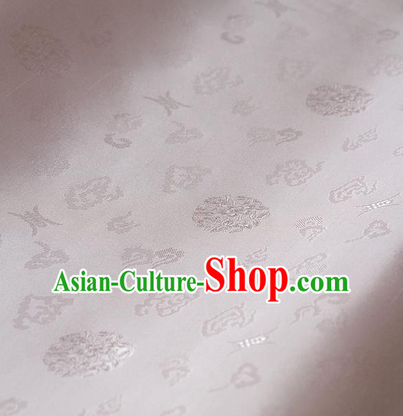 Traditional Asian White Brocade Drapery Korean Hanbok Palace Satin Silk Fabric