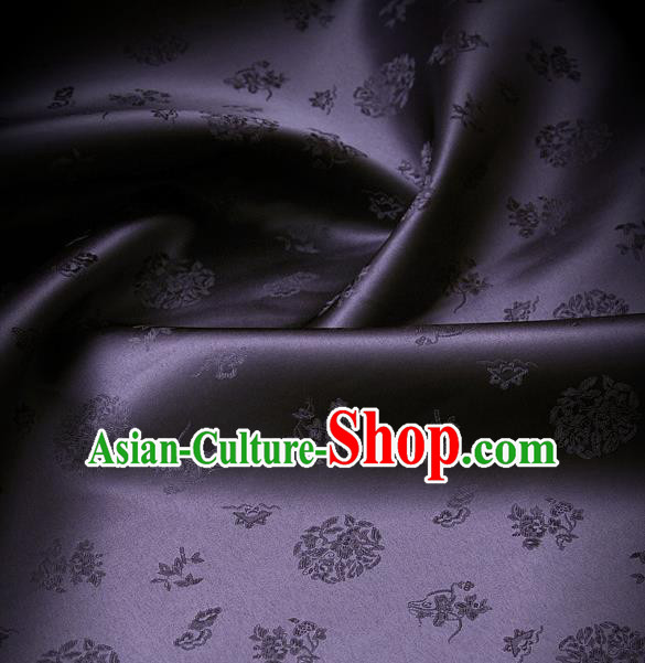 Traditional Asian Cloth Drapery Dark Purple Brocade Korean Hanbok Palace Satin Silk Fabric