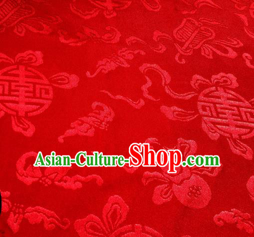 Chinese Traditional Red Brocade Fabric Tang Suit Classical Calabash Pattern Design Silk Material Satin Drapery