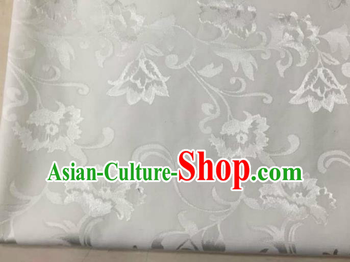 Chinese Traditional Apparel Fabric White Brocade Classical Pattern Design Silk Material Satin Drapery