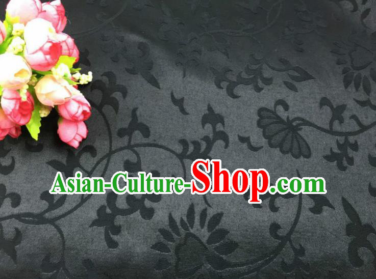 Chinese Traditional Apparel Fabric Qipao Black Brocade Classical Pattern Design Silk Material Satin Drapery