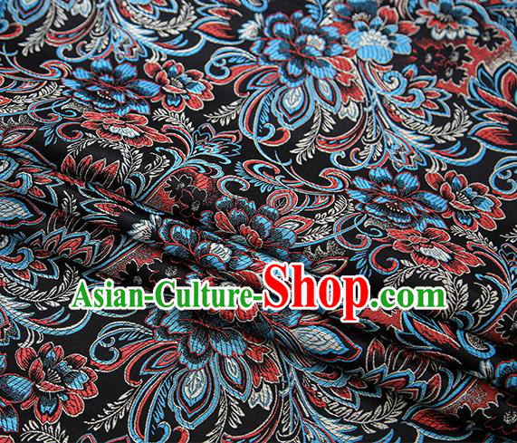 Chinese Traditional Black Satin Brocade Fabric Tang Suit Classical Pattern Design Material Drapery