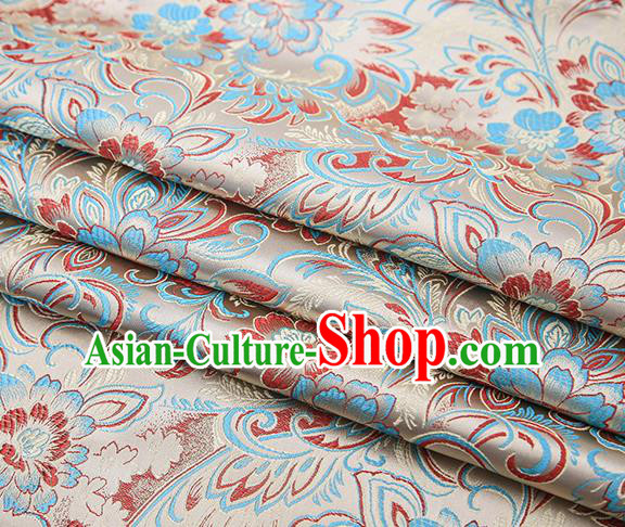 Chinese Traditional Beige Satin Brocade Fabric Tang Suit Classical Pattern Design Material Drapery