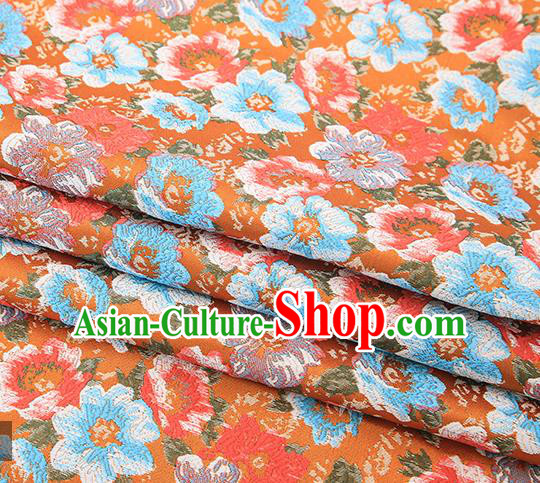 Top Grade Orange Satin Chinese Traditional Brocade Fabric Qipao Dress Classical Pattern Design Material Drapery