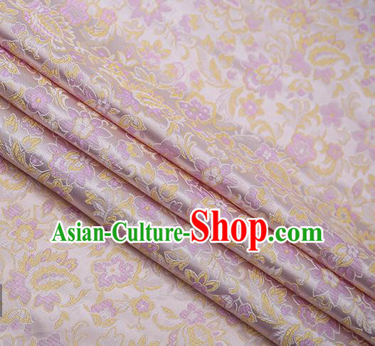 Chinese Traditional Apparel Lilac Brocade Fabric Classical Flowers Pattern Design Material Satin Drapery