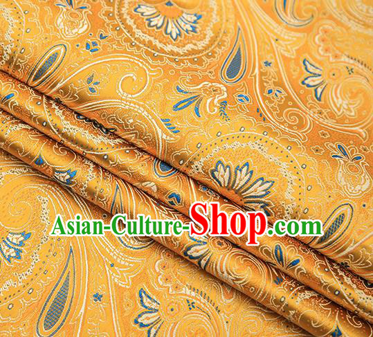 Chinese Traditional Tang Suit Golden Brocade Fabric Classical Pattern Design Material Satin Drapery