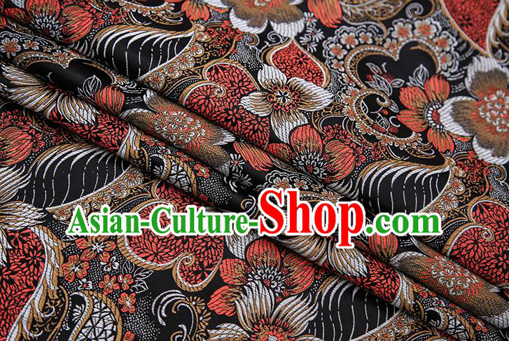 Traditional Chinese Tang Suit Black Brocade Fabric Classical Pattern Design Material Satin Drapery
