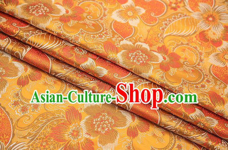 Traditional Chinese Tang Suit Golden Brocade Fabric Classical Pattern Design Material Satin Drapery